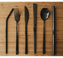 Load image into Gallery viewer, Full Black Travel Cutlery Set - Chonnyday